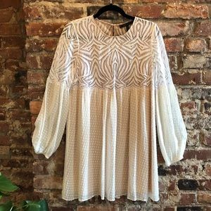 Bohemian BCBGMaxAzria Cream Long Sleeve Dress